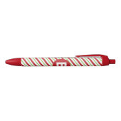 Red and Green Diagonal Pinstripes Monogram Zwarte Inkt Pen (Bovenkant)