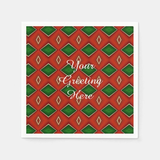 Red and Green Diamond Pattern Holiday Napkins Servetten (Voorkant)