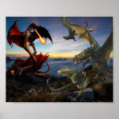 Red and Green Dragon Battle Fantasy Poster (Voorkant)