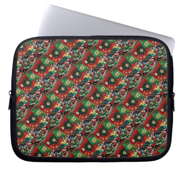 Red and Green Electronics Bag Laptop Sleeve (Voorkant)