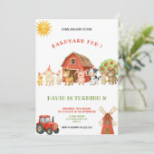 RED AND GREEN FARM BIRTHDAY PARTY INVITATION KAART (Staand voorkant)
