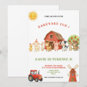 RED AND GREEN FARM BIRTHDAY PARTY INVITATION KAART (Voorkant / Achterkant)