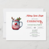 Red and green festive cocktails party invitation kaart (Voorkant)