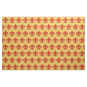 Red and Green Fleur de Lis Fabric Stof