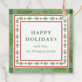 Red and Green Folk Inspired Holiday Gift Bedankjes Labels (Achterkant)
