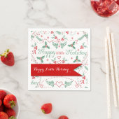 Red and Green Garland Happy Little Holiday Servetten (Insitu)