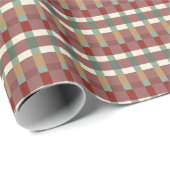 Red and green geometric blocked holiday gift wrap cadeaupapier (Rol Hoek)