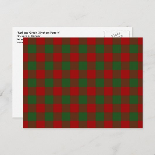 Red and Green Gingham Pattern Briefkaart (Voorkant / Achterkant)