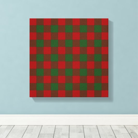 Red and Green Gingham Pattern Canvas Afdruk (Insitu (Houten vloer))