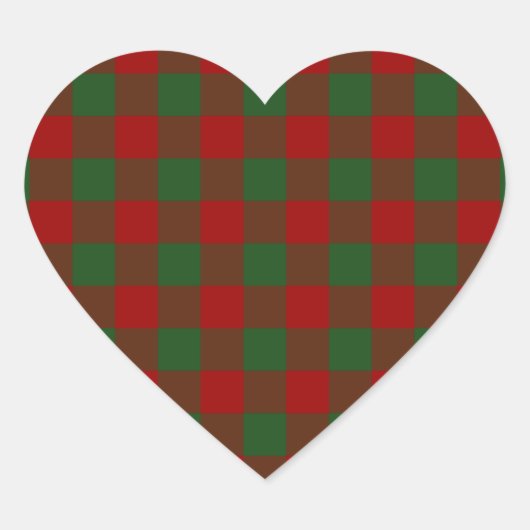 Red and Green Gingham Pattern Hart Sticker (Voorkant)