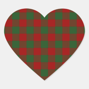 Red and Green Gingham Pattern Hart Sticker