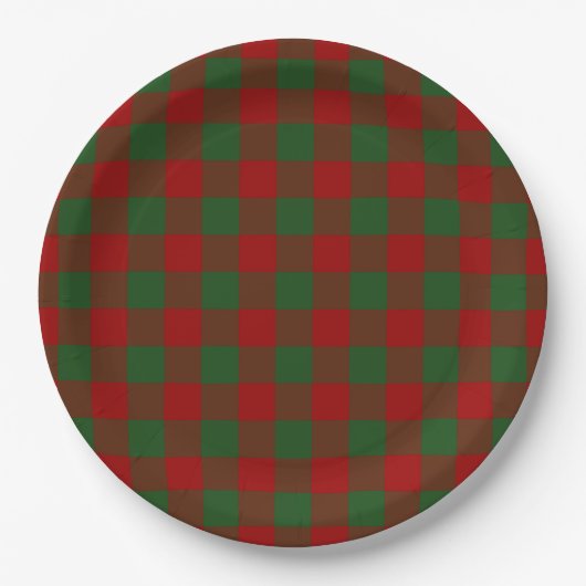 Red and Green Gingham Pattern Papieren Bordje (Voorkant)