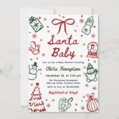 Red and Green Hand Drawn Christmas Baby Shower Kaart (Voorkant)
