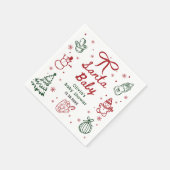 Red and Green Hand Drawn Christmas Baby Shower Servet (Hoek)