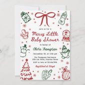 Red and Green Hand Drawn Merry Little Baby Shower  Kaart (Voorkant)