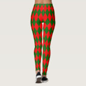 Red and Green Harlequin Checkered Design Leggings (Achterkant)