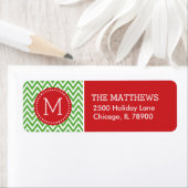 Red and Green Holiday Chevron Monogram Etiket (Insitu)