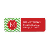 Red and Green Holiday Chevron Monogram Etiket (Voorkant)
