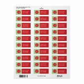 Red and Green Holiday Chevron Monogram Etiket (Full Sheet)