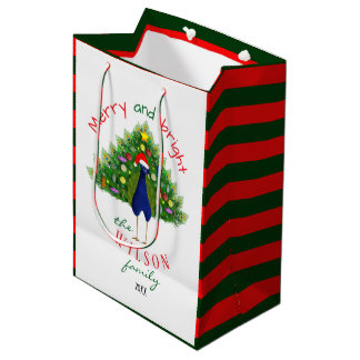 Red and Green Holiday Christmas Tree Peacock  Medium Cadeauzakje