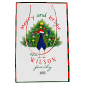 Red and Green Holiday Christmas Tree Peacock  Medium Cadeauzakje (Voorkant)