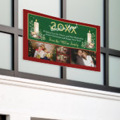 Red and Green Holiday Greeting with Custom Family Spandoek (Buitenkant Gebouw)