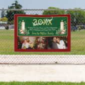 Red and Green Holiday Greeting with Custom Family Spandoek (Insitu)