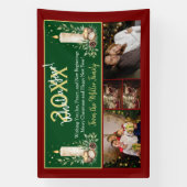 Red and Green Holiday Greeting with Custom Family Spandoek (Verticaal)