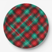 Red and green holiday plaid papieren bordje (Voorkant)