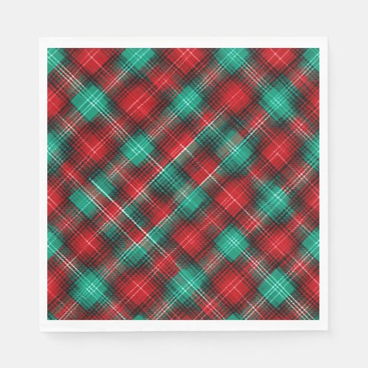 Red and green holiday plaid servet (Voorkant)