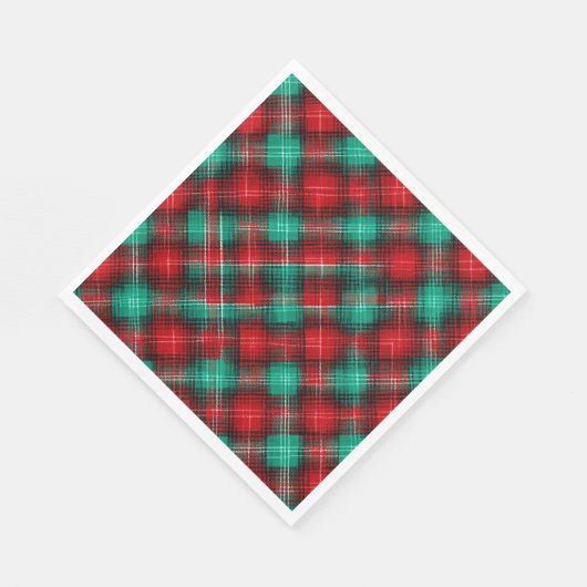 Red and green holiday plaid servet (Hoek)