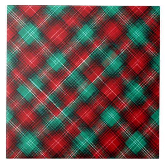 Red and green holiday plaid tegeltje (Voorkant)