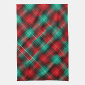 Red and green holiday plaid theedoek (Verticaal)