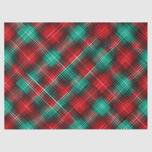 Red and green holiday plaid tissuepapier (Voorkant)