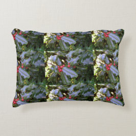 Red and Green Holly Cushion Accent Kussen