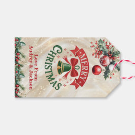 Red and Green Holly Holiday Gift Tag Cadeaulabel