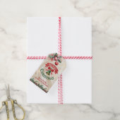 Red and Green Holly Holiday Gift Tag Cadeaulabel (Met Touw)