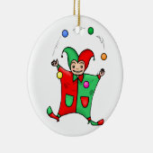 Red and Green Juggling Jester Keramisch Ornament (Rechts)