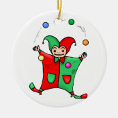 Red and Green Juggling Jester Keramisch Ornament (Voorkant)