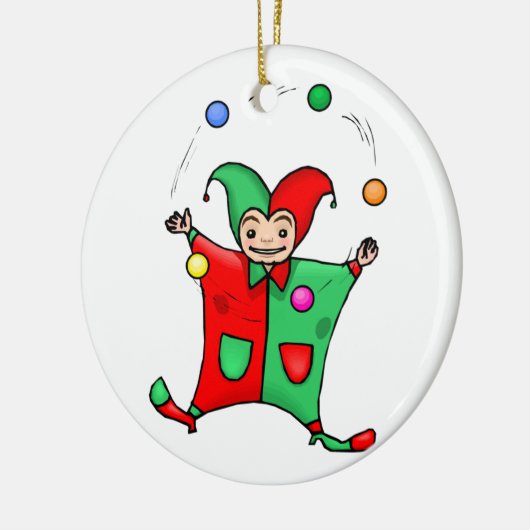 Red and Green Juggling Jester Keramisch Ornament (Links)