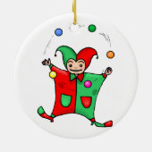 Red and Green Juggling Jester Keramisch Ornament (Achterkant)