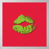 Red and Green Kissing Lips Poster (Voorkant)