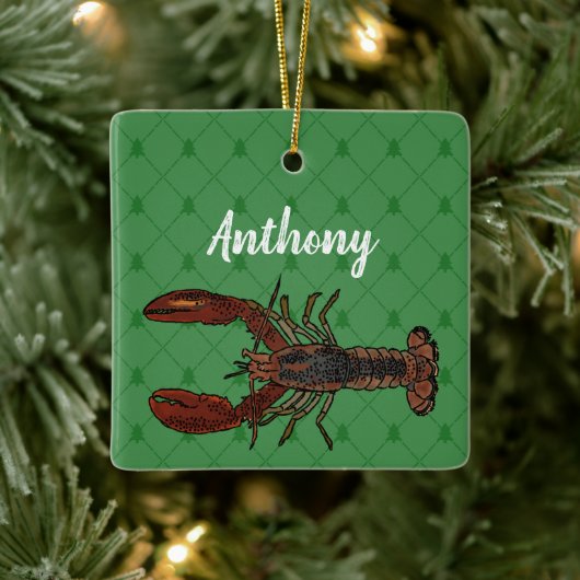 Red and Green Lobster op maat Keramisch Ornament (Boom)