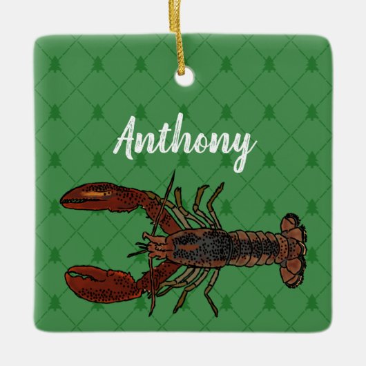 Red and Green Lobster op maat Keramisch Ornament (Voorkant)