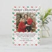 Red and Green Love Hearts Family Christmas Feestdagenkaart (Staand voorkant)