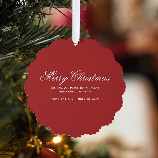 Red and Green Merry Christmas Photo Wreath Ornament Kaart