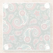 Red and Green Paisley Coaster Glazen Onderzetter (Achterkant)
