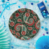 Red and Green Paisley Paper Plates Papieren Bordje (Feest)