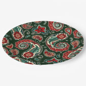 Red and Green Paisley Paper Plates Papieren Bordje (Gekanteld)