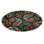 Red and Green Paisley Round Cutting Board Snijplank (Hoek)